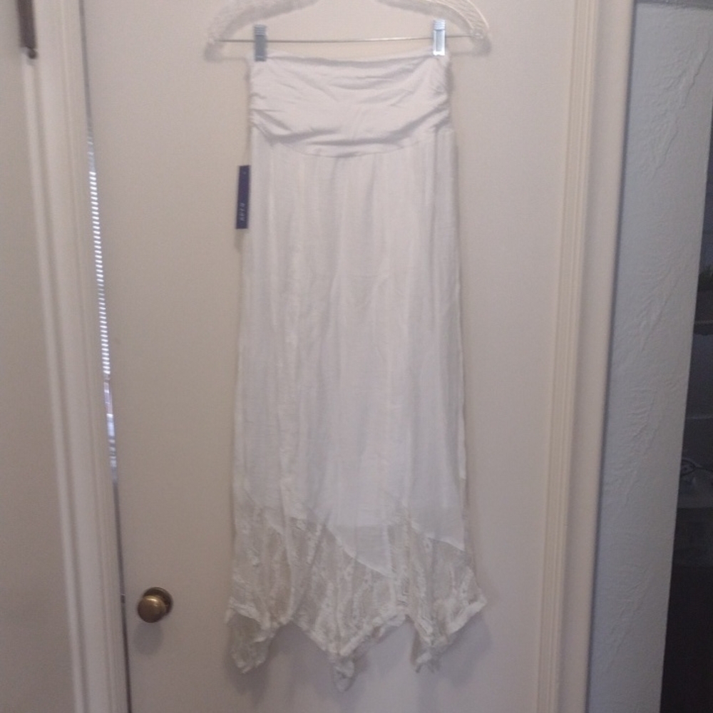 Apt. 9 White Maxi Skirt With Lace Trim (J633) - Picture 4 of 5